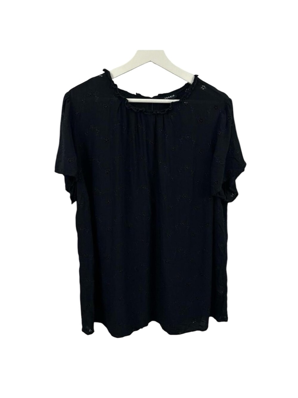 Torrid Women’s Black Embroidered Floral Flutter Sleeve Top Size 2X
